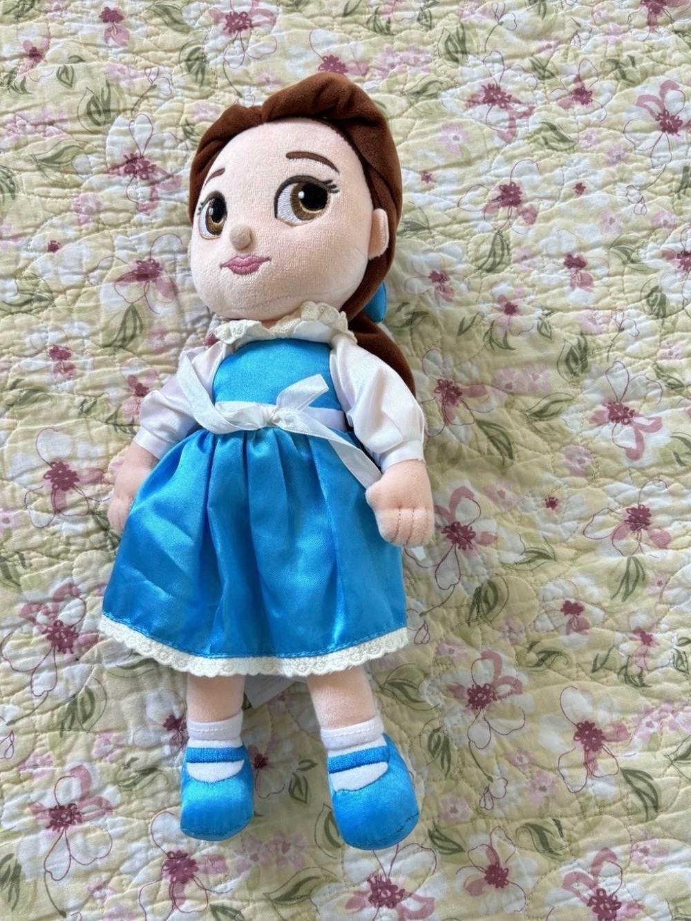 Disney Store Animators Collection Belle Plush Doll 12" Blue Dress Beauty Beast